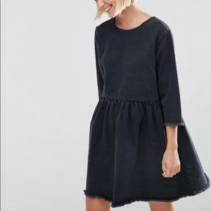 ASOS FRAYED DENIM SMOCK DRESS